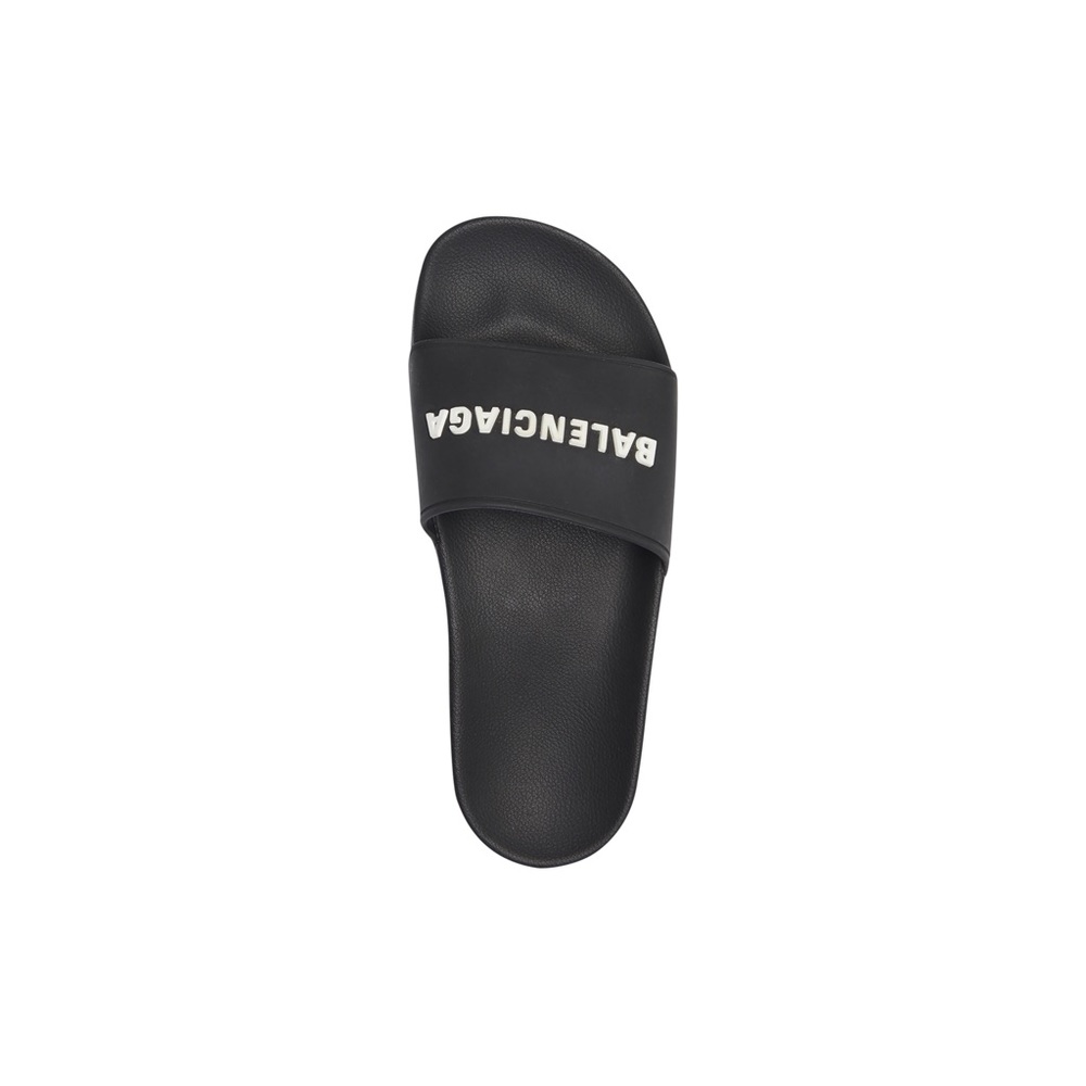 BALENCIAGA WOMEN'S POOL SLIDE SANDAL IN BLACK/WHITE